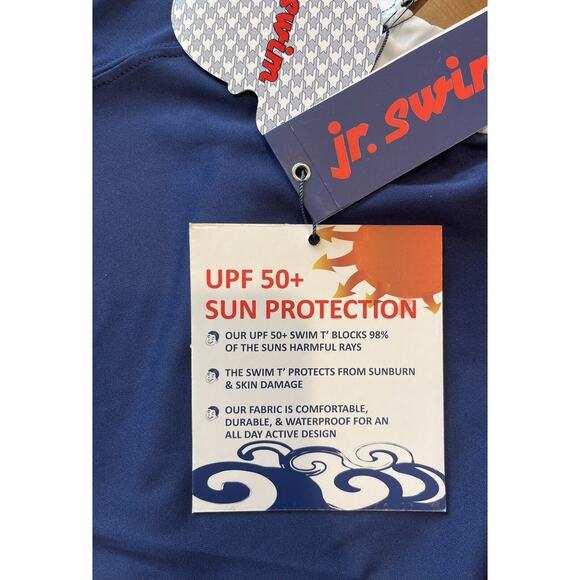 Boys Jr Swim Tee Size 2T ~ Navy Blue and White UPF 50+ ✨NEW✨ Water Resistant - Picture 4 of 8